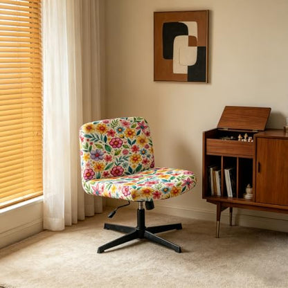 Printed Criss Cross Office Chair Cover - Stretchable Armless Desk Slipcover, Wide Seat, Color 7