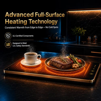 XXL 35x16 Inch Electric Food Warming Tray - Adjustable Temperature, Modular Design, Includes Storage Bag