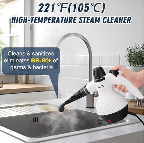 Handheld Steam Cleaner, a versatile and portable home cleaning device, comes with a 10-piece accessory set. Effortlessly removes stubborn stains like dirt and grease, saving you time and effort.