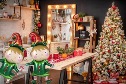 Giant Christmas Elf Foil Balloons - 4 Pack Holiday Party Decorations