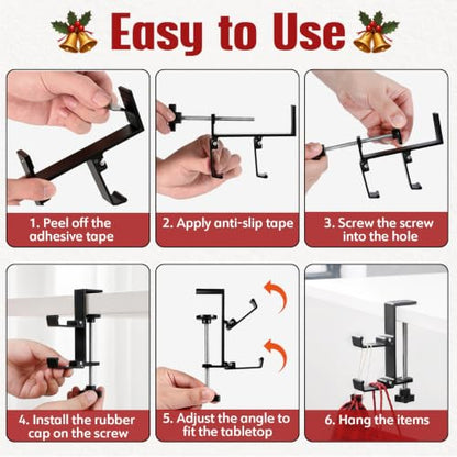 HUITEM 4 Pcs Stocking Holders for Mantle Black Adjustable Holiday Hooks
