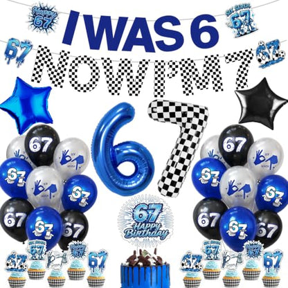 Boy Birthday Decorations 6 7 with Banner and Balloons Set