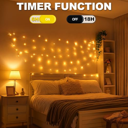 2 Pack 16.4ft Battery Operated Fairy String Lights with Timer - Waterproof Indoor & Outdoor Decor
