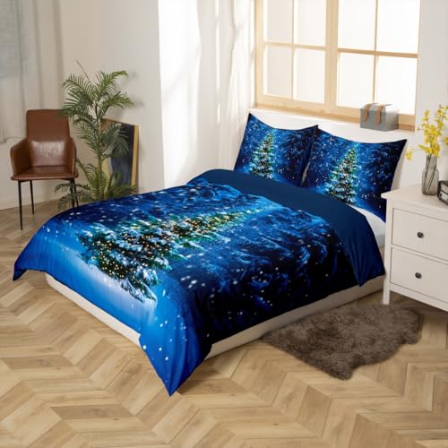 Christmas Tree Bedding Duvet Cover Queen Size Santa Scene Microfiber Quilt Cover Pattern 10