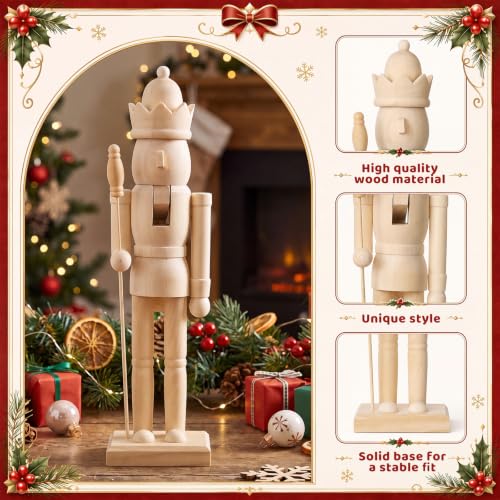Unpainted Wooden Nutcracker Craft Kit - King, 12 Inch DIY Holiday Decor Set