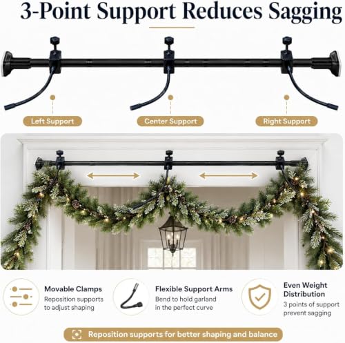 Adjustable Garland Hanger for Door Frame No Hardware No Drill Biviting B / L-31.5-80.7"