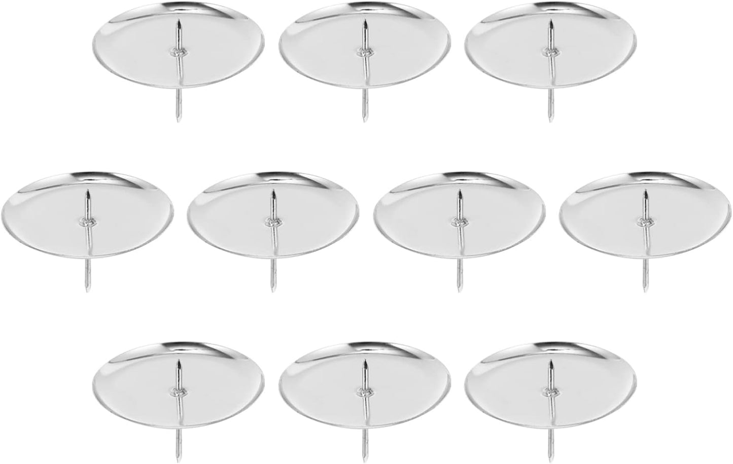 Skiennix Metal Round Candle Holders - 10PCS Silver Spike Plates for Weddings & DIY Decor