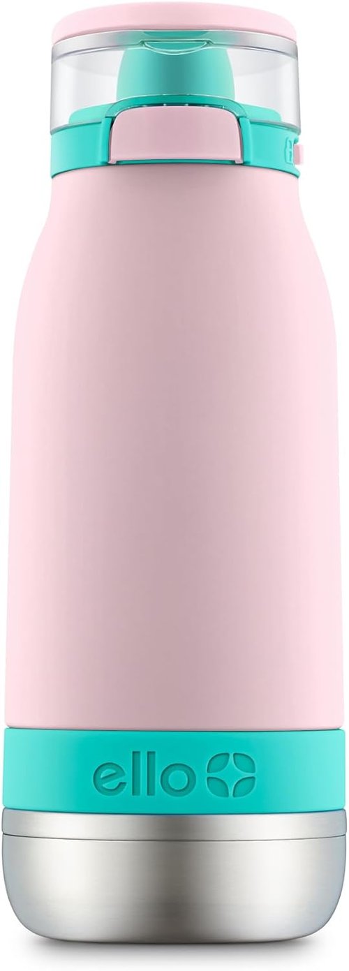 Ello Emma 14oz Kids Water Bottle - Vacuum Insulated, Leak-Proof Lid & Straw | Perfect for School & Sports