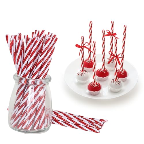 Christmas Candy Cane Sticks Ornament Glitter Red 50pcs - Holiday Decor & Party Supplies