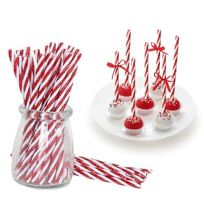 Christmas Candy Cane Sticks Ornament Glitter Red 50pcs - Holiday Decor & Party Supplies