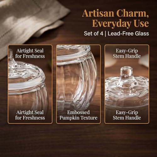 Clear Glass Candle Jars with Airtight Bamboo Lids - 4 Pack
