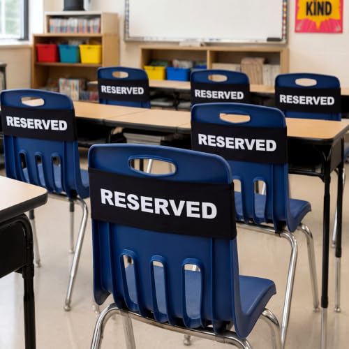 12 Pack Reserved Chair Bands - Stretch Seating Signs for Events & Weddings
