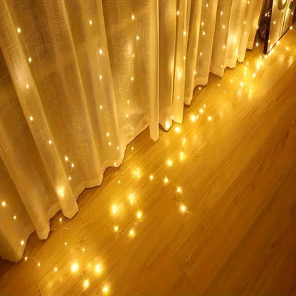 Skiennix 300 LED Warm White Fairy Curtain Lights - USB Plug-In String Lights with Remote Control | 8 Modes for Indoor/Outdoor Use