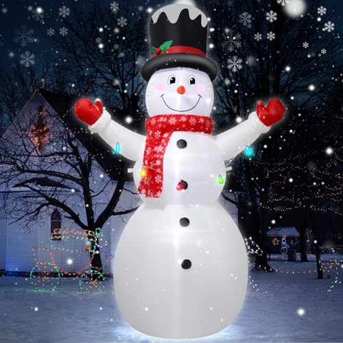 8FT Christmas Inflatable Snowman Decoration with LED Lights - Outdoor Holiday Yard Decor - Mixed