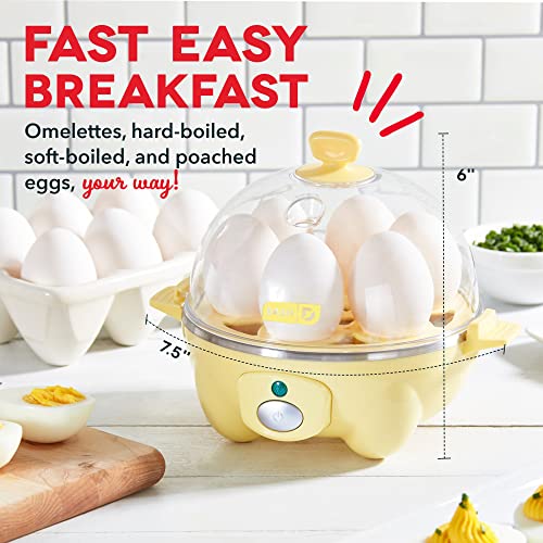 DASH Rapid Egg Cooker: 6 Egg Capacity Electric Egg Cooker for Hard Boiled Eggs, Poached Eggs, Scrambled Eggs, or Omelets with Auto Shut Off Feature - Yellow