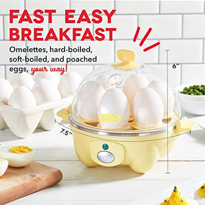 DASH Rapid Egg Cooker: 6 Egg Capacity Electric Egg Cooker for Hard Boiled Eggs, Poached Eggs, Scrambled Eggs, or Omelets with Auto Shut Off Feature - Yellow