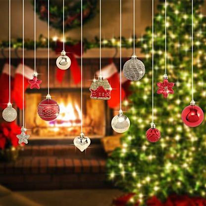 88PCS Christmas Ornaments Set - Gold and Red Shatterproof Holiday Decorations