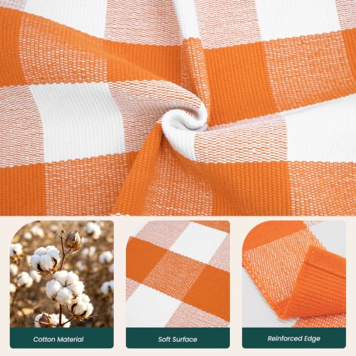 KOZYFLY Buffalo Plaid Door Mat - Halloween Orange White Rectangular 2'4" x 3'7"