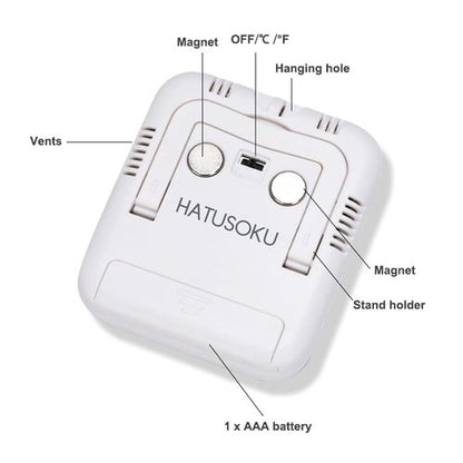 HATUSOKU Digital Thermometer & Hygrometer - Comfort Face Display, Stand & Magnet | Heat Stroke Prevention