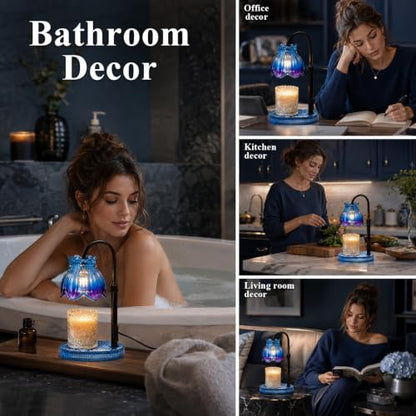 JACCAWS Candle Warmer Lamp with Timer & Dimmer, Adjustable Height - Blue