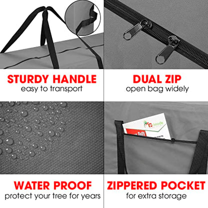 Heavy Duty Christmas Tree Storage Bag - Fits Up to 7.5 Ft Disassembled Tree - Gray