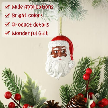 African American Santa Ornament Set - Festive Holiday Decoration, 6 Pieces