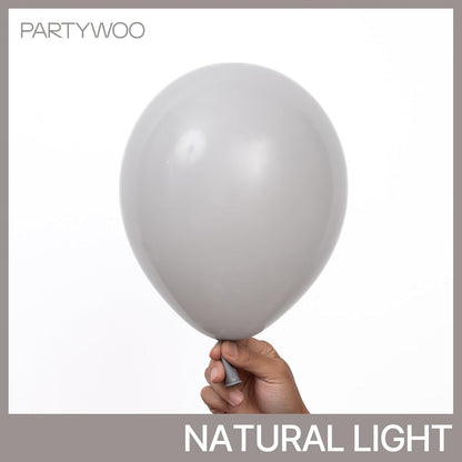 PartyWoo Gray Balloons - 140-Piece Matte Latex Balloon Arch Kit for Baby Showers & Celebrations | 5-12 Inch Sizes