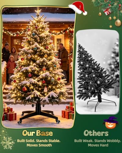 Black 35 Inch Rolling Christmas Tree Stand for Up to 12 FT Artificial Trees