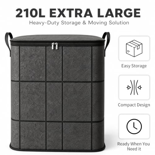 180L Foldable Storage Bags Set with Reinforced Handles - Large Capacity Closet Organizers