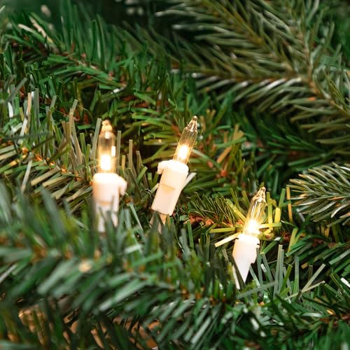 Mini Incandescent Christmas Lights - Clear - 4 ft White Wire - 20 Count