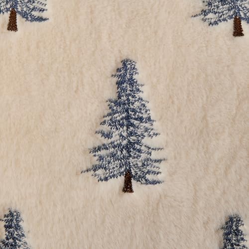 Christmas Pillow Covers 20x20 Set of 2 Blue Xmas Tree Decor Beige - Handmade