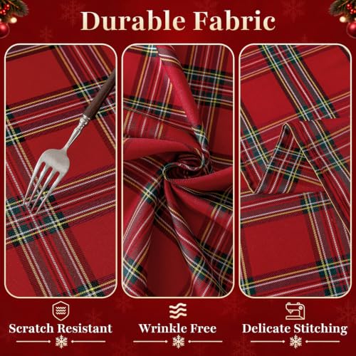 Christmas Checkered Tablecloth Rectangular 60x84 Holiday Washable Festive Decor - Red