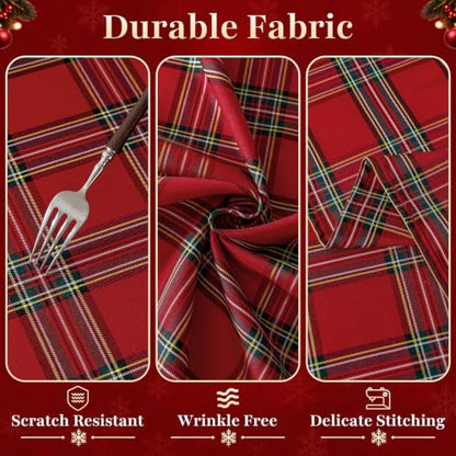 Christmas Checkered Tablecloth Rectangular 60x84 Holiday Washable Festive Decor - Red