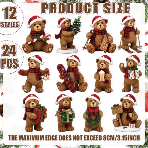 Syhood 24 Pcs Bear Christmas Tree Ornaments Decorations - Brown Bear Variant