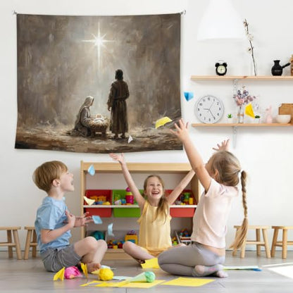 Christian Nativity Christmas Wall Tapestry - Religious Scene Decor - Variation: Christmas8