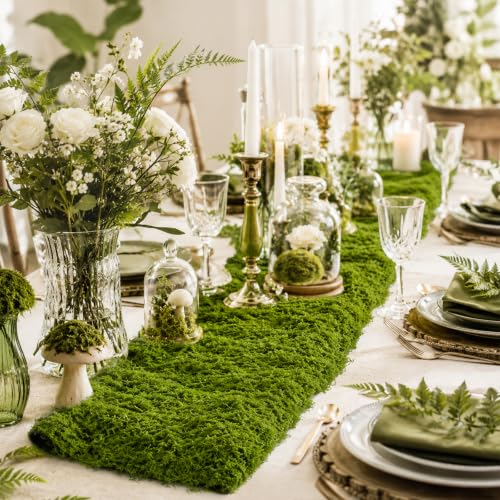 Fake Moss Runner 12 x 71 Inches - Realistic Artificial Green Moss Table Decor