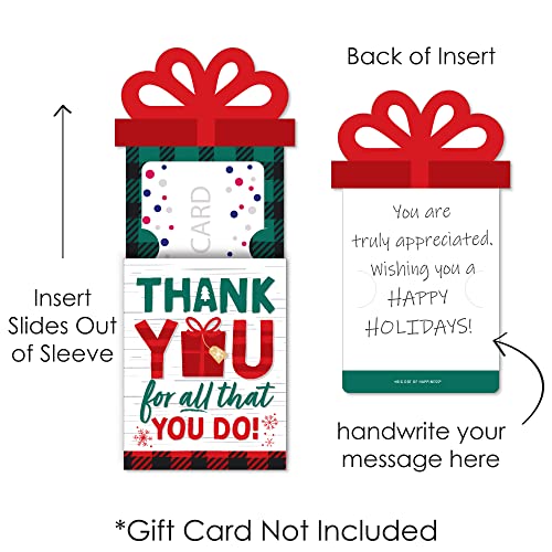 Christmas Thank You Gift Card Holders Set of 8 - Holiday Themed, 4 x 5.5 Inches