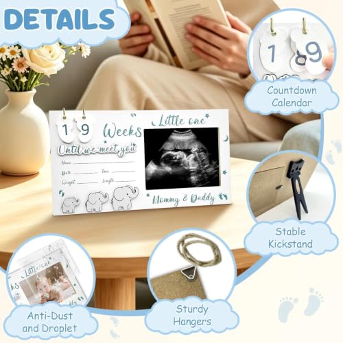Baby Ultrasound Sonogram Picture Frame with Countdown Weeks Keepsake