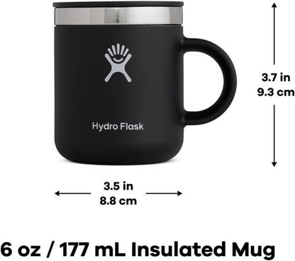 Hydro Flask Coffee Mug - Insulated Stainless Steel, Non-Spill Travel Mug | 6 Oz Tonal Black