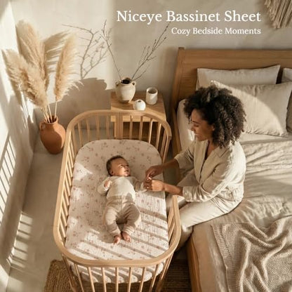 Pink Bedside Bassinet Sheets 3-Pack - Niceye Muslin Fitted Sheets for 33" x 21" Sleepers