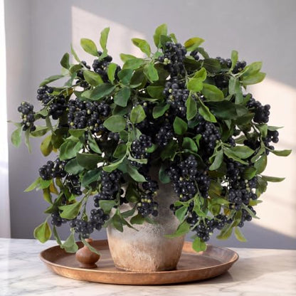 Artificial Blueberry Stems - 35.4 Inch Orange Faux Berries for Fall Decor