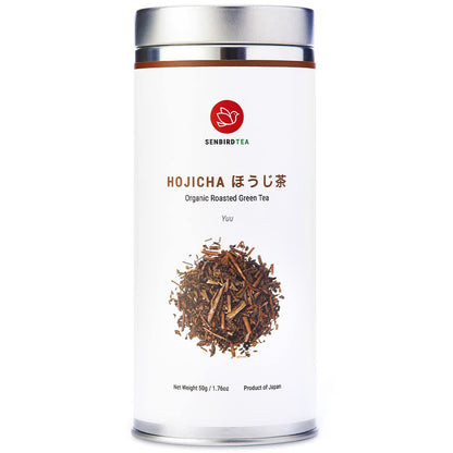 Senbird Organic Hojicha - Japanese Roasted Green Tea - From Shizuoka, Japan - Loose Tea In Airtight Tea Tin (1.76oz/50g)