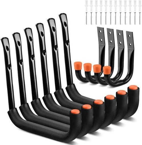 HORUSDY Heavy-Duty Garage Hooks - 10-Pack Utility Hooks for Bikes, Kayaks & Ladders | 9" & 6" Sizes