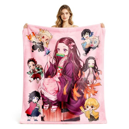 Anime Demon Flannel Blanket - Soft 50x60 Inch Sofa Bed Throw for Fans