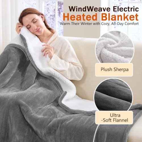 Electric Heated Throw Blanket 50x60 Inches Soft Flannel Sherpa Warmth