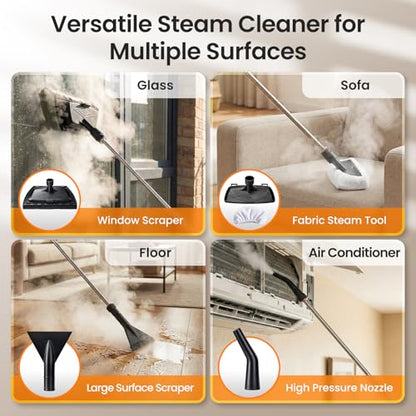 2500W Handheld Steam Cleaner for Home with 12 Accessories - Dark Grey