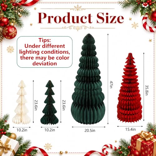 Christmas Tree Honeycomb Set with 3 Styles - Green Red White, Style A