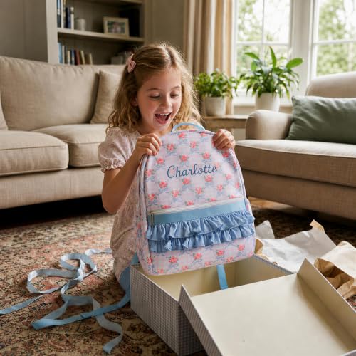 Personalized Girls Preschool Backpack with Name - Bubblegum Pink Ruffle Bag