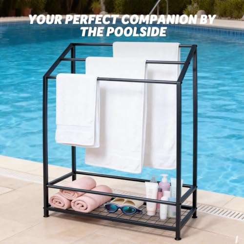 Hjarta 26 Inch Free Standing Towel Rack with 3 Bars and Shelf