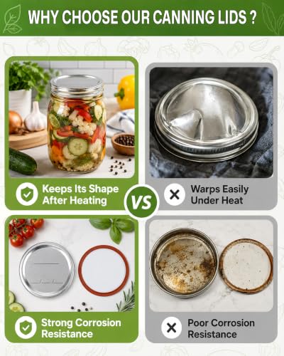Wide Mouth Canning Lids & Rings Set - 12 Counts for Ball & Kerr Mason Jars